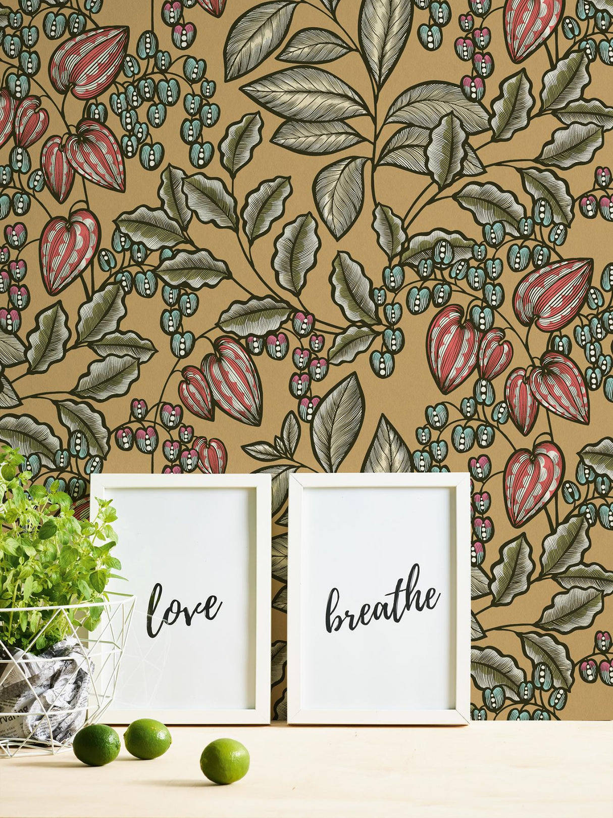 York Leif Mustard Vine Trail Wallpaper