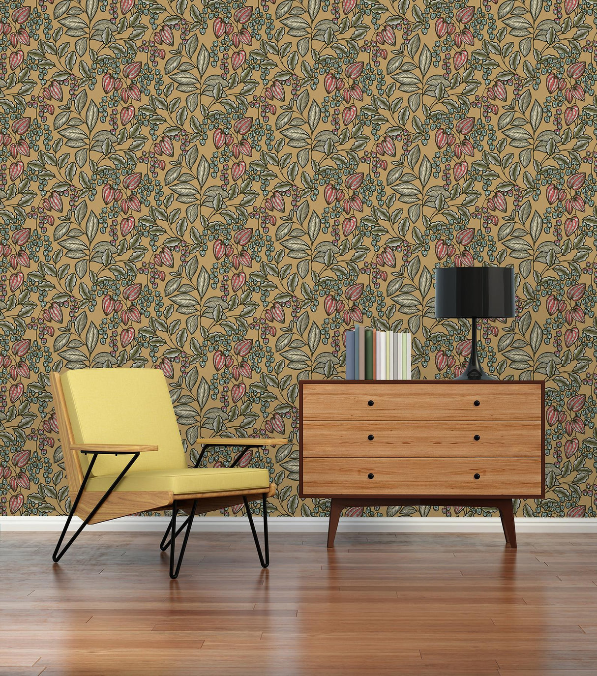 York Leif Mustard Vine Trail Wallpaper