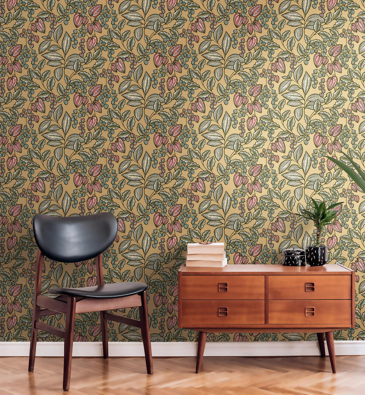 York Leif Mustard Vine Trail Wallpaper