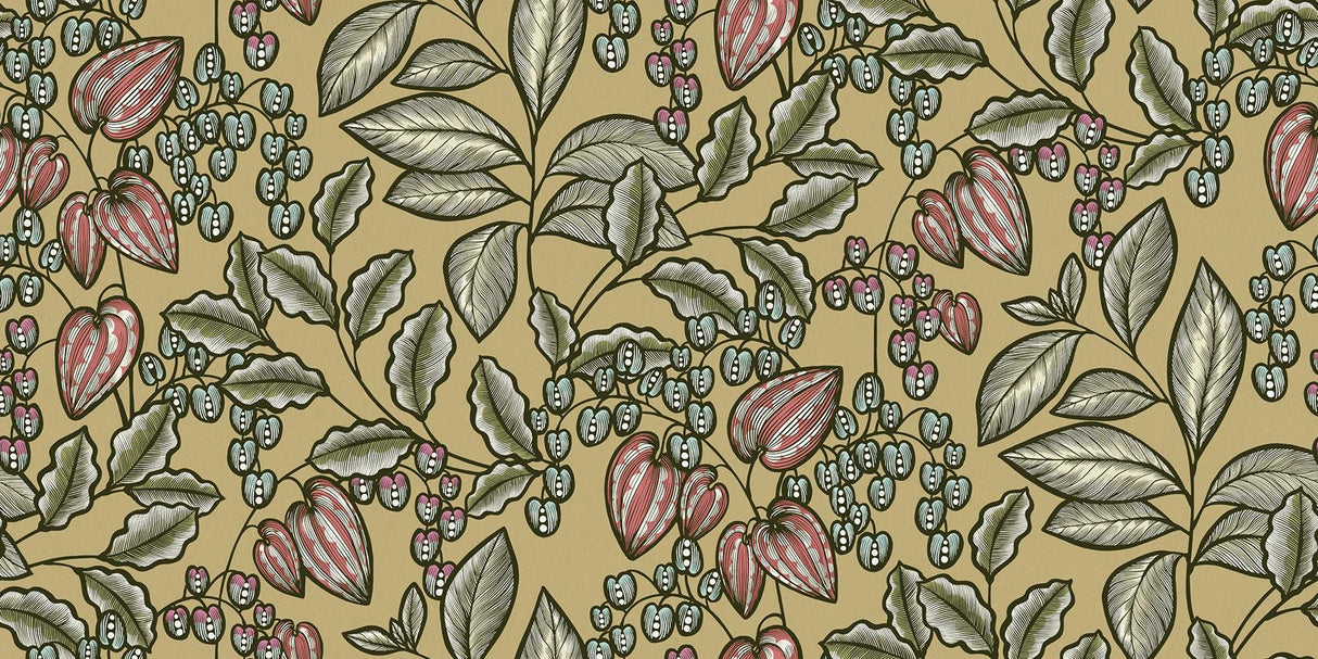 York Leif Mustard Vine Trail Wallpaper