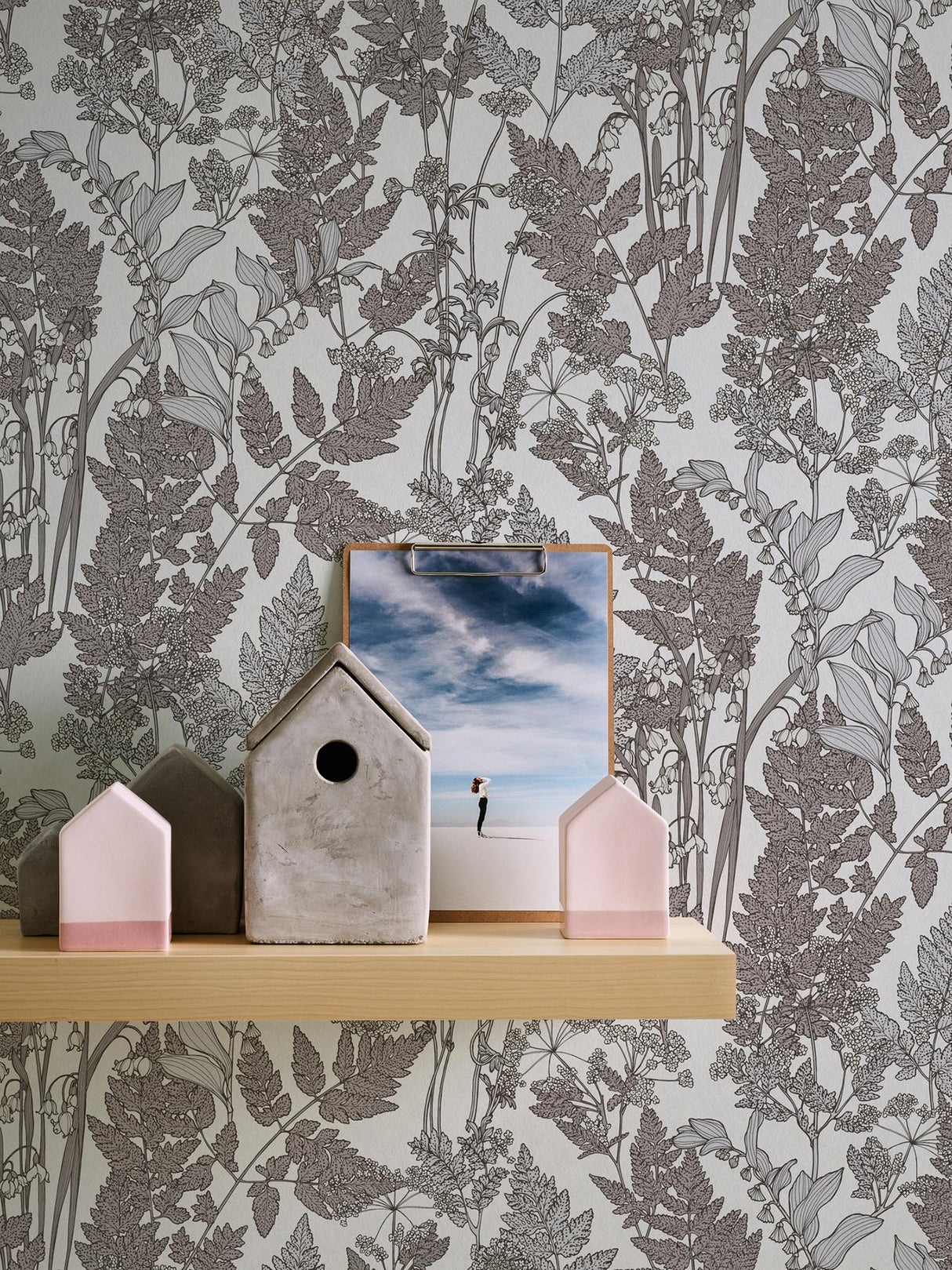 York Ayla Light Grey Wildflowers Wallpaper