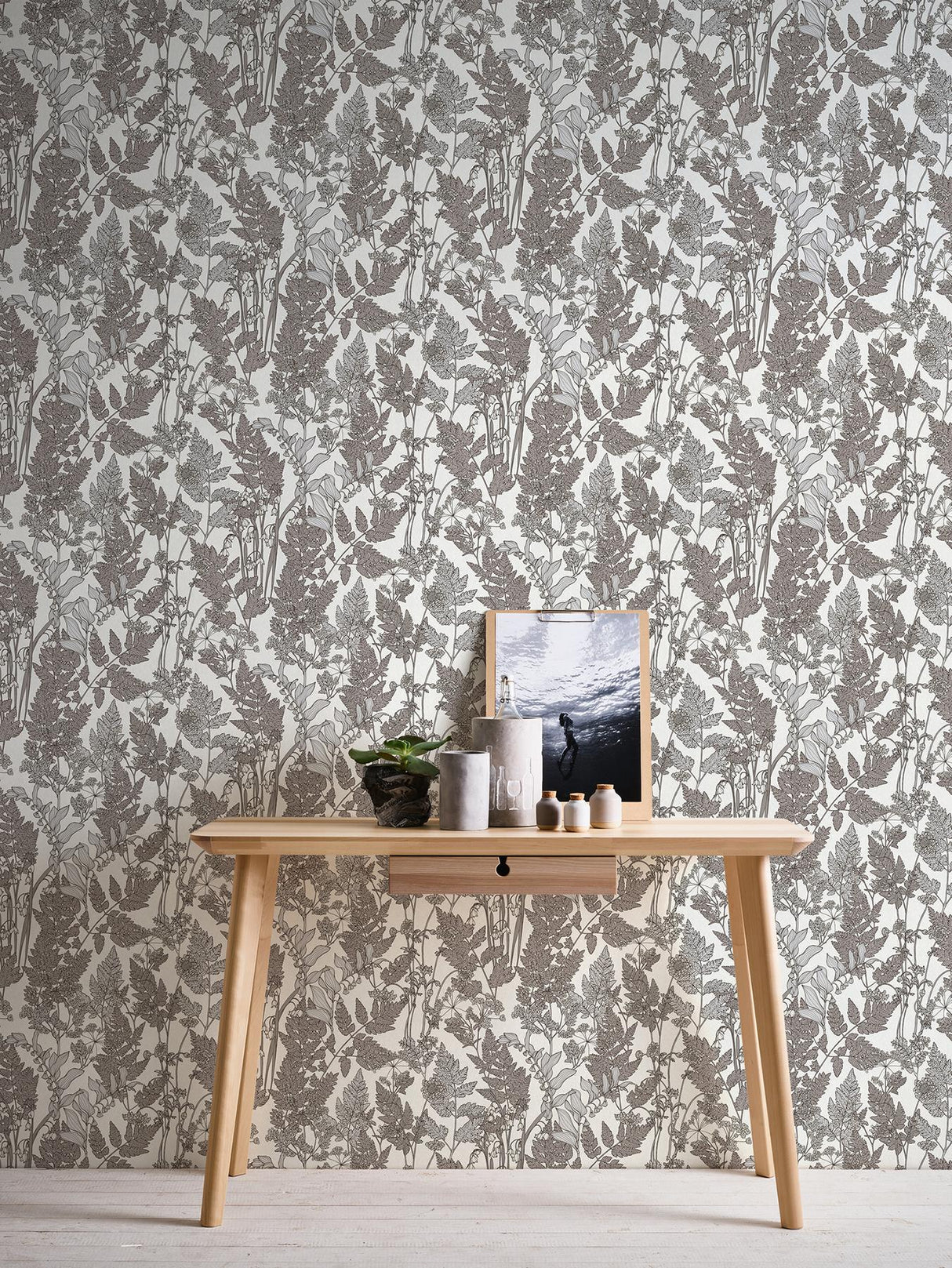 York Ayla Light Grey Wildflowers Wallpaper