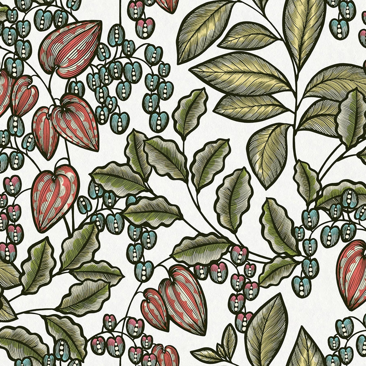 York Leif White Vine Trail Wallpaper