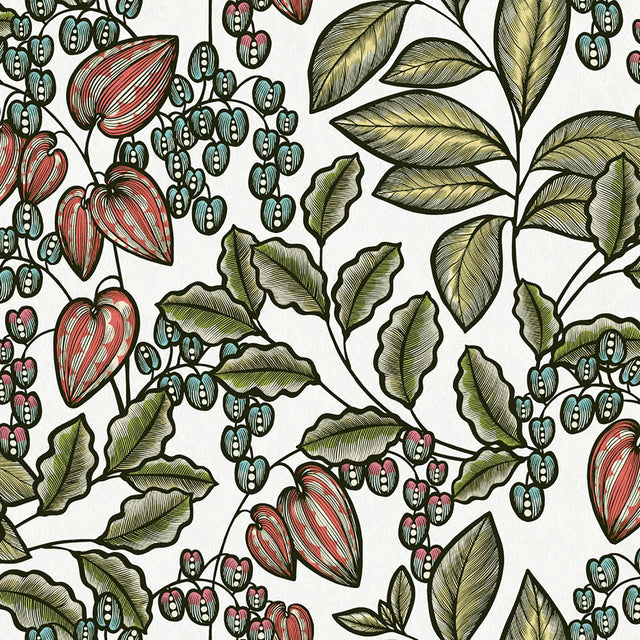 York Leif White Vine Trail Wallpaper