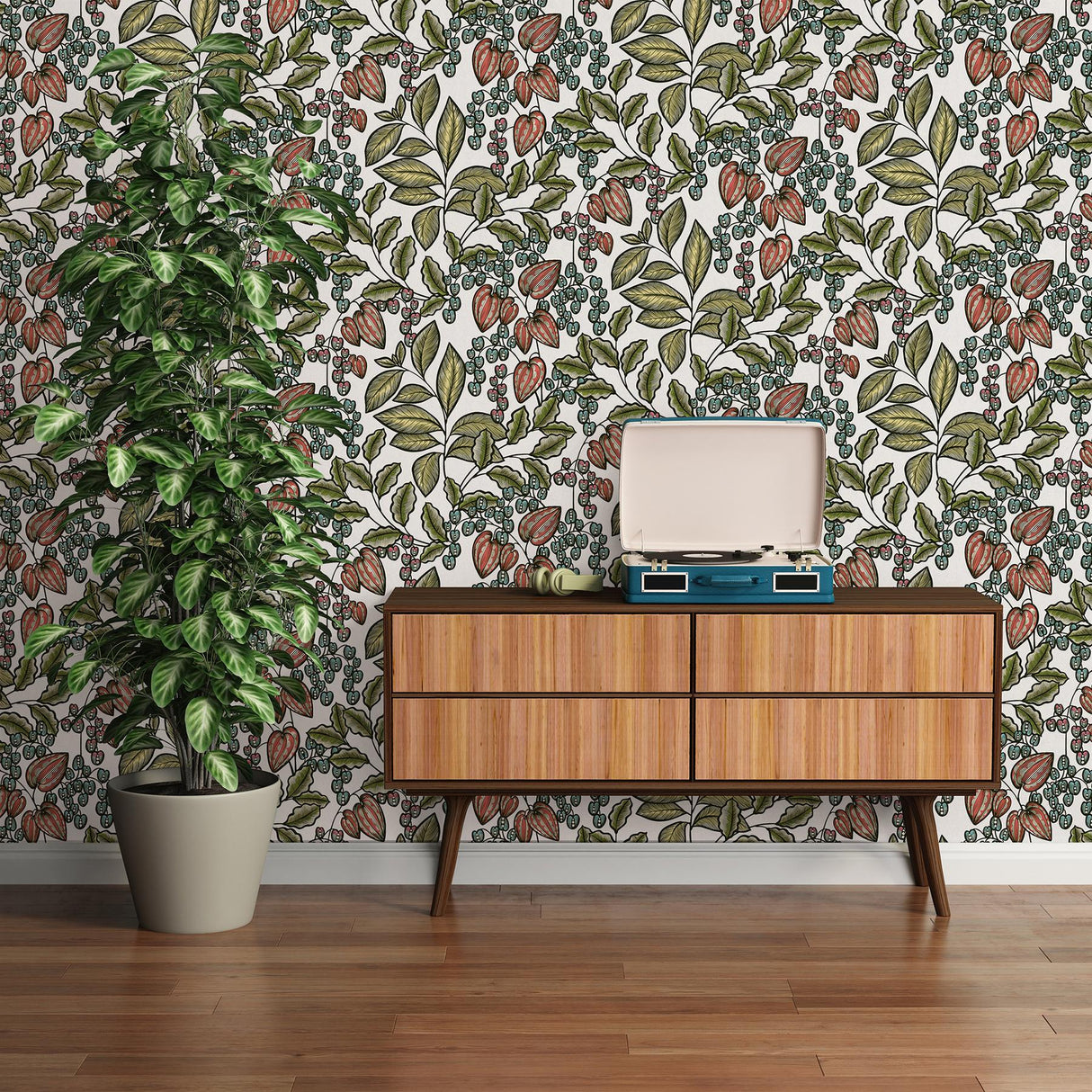 York Leif White Vine Trail Wallpaper