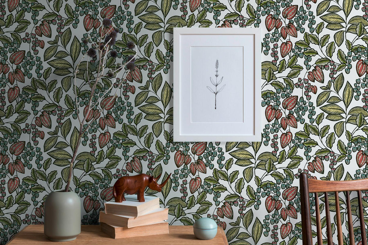 York Leif White Vine Trail Wallpaper