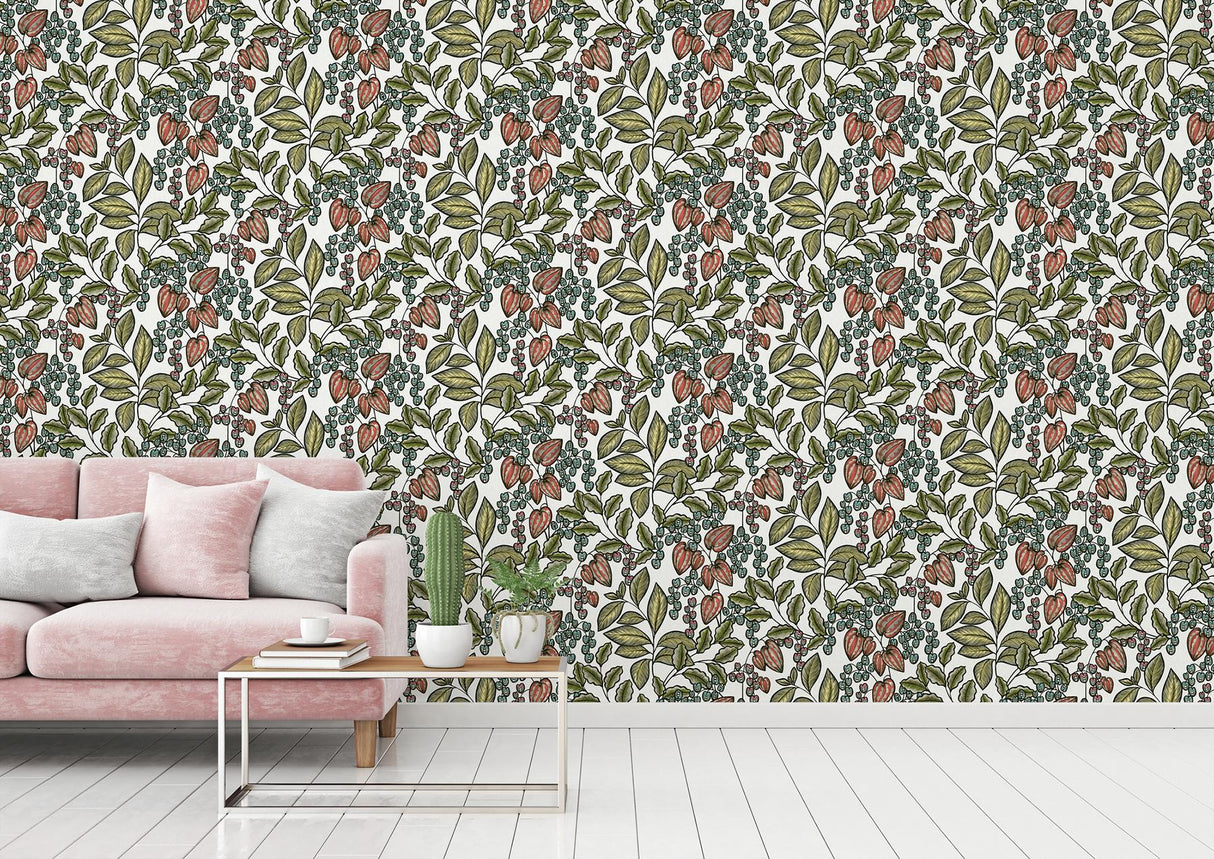 York Leif White Vine Trail Wallpaper