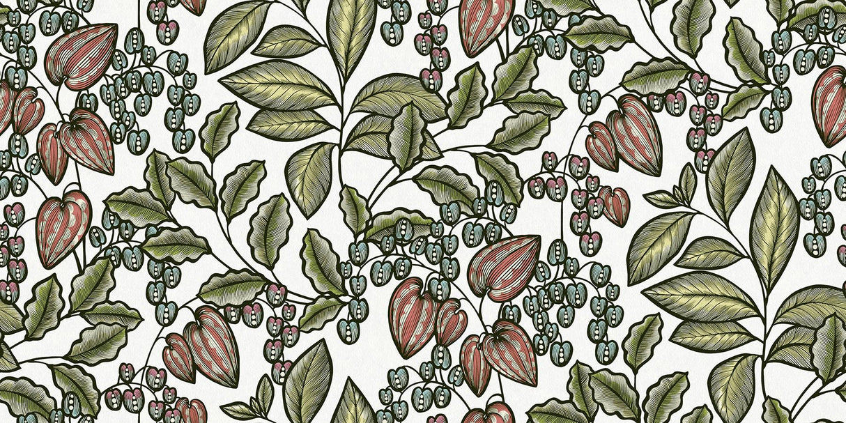 York Leif White Vine Trail Wallpaper