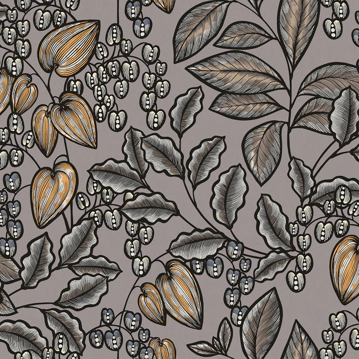 York Leif Grey Vine Trail Wallpaper