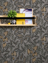 York Leif Grey Vine Trail Wallpaper
