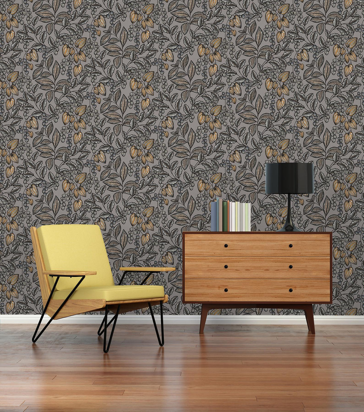 York Leif Grey Vine Trail Wallpaper