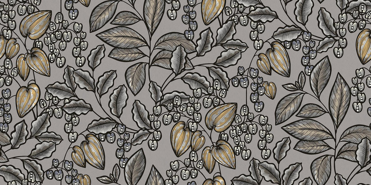 York Leif Grey Vine Trail Wallpaper