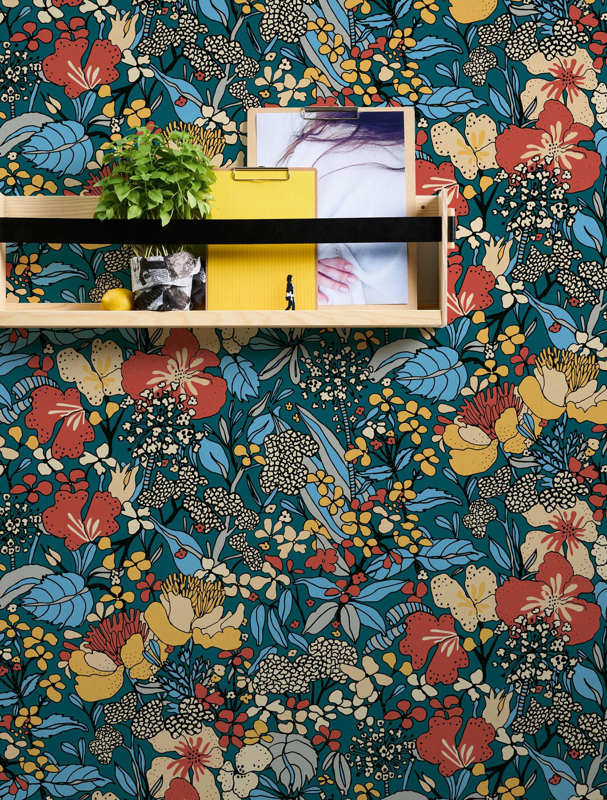 York Zetta Blue Floral Riot Wallpaper