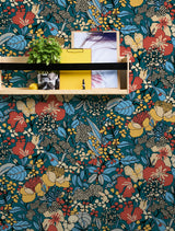 York Zetta Blue Floral Riot Wallpaper