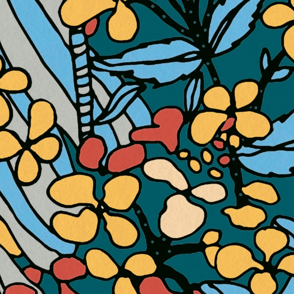 York Zetta Blue Floral Riot Wallpaper
