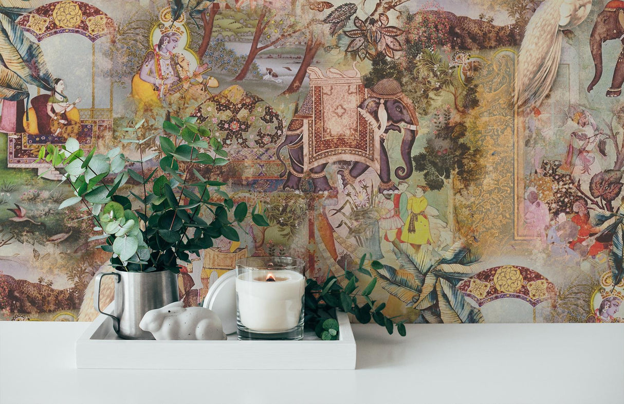 York Fenmore Olive Indian Safari Wallpaper