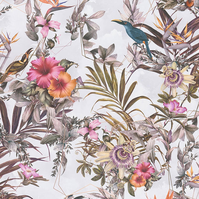 York Hollis White Tropical Wallpaper
