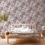 York Hollis White Tropical Wallpaper