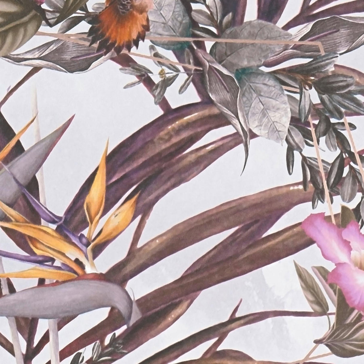 York Hollis White Tropical Wallpaper