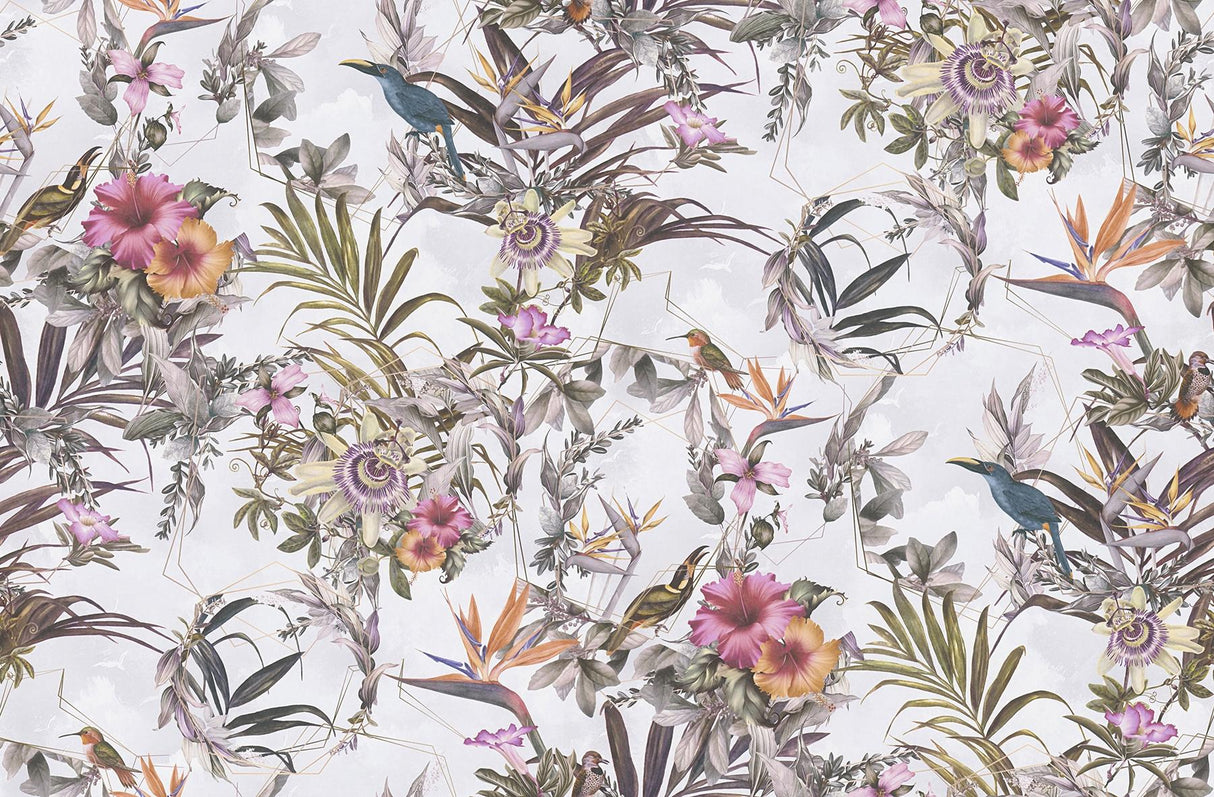 York Hollis White Tropical Wallpaper