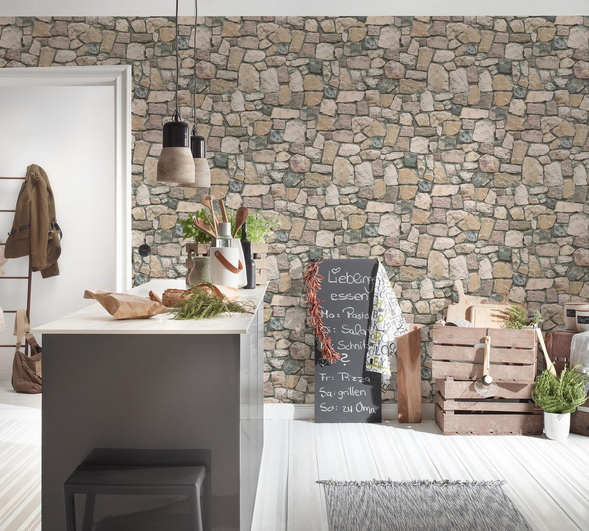 York Morris Neutral Natural Stone Wallpaper