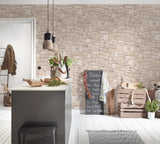 York Morris Beige Natural Stone Wallpaper