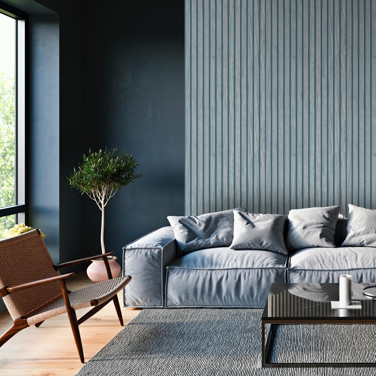 York Panacea Blue Wood Wallpaper