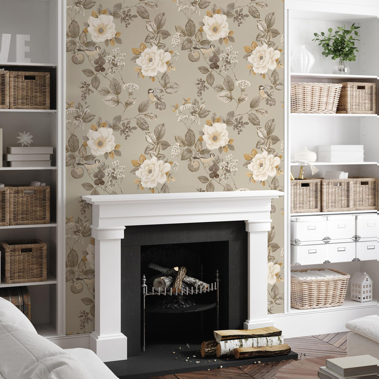 York Bramble Beige Floral Wallpaper