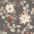 York Bramble Charcoal Floral Wallpaper