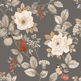 York Bramble Charcoal Floral Wallpaper