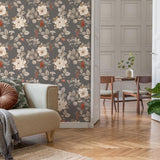 York Bramble Charcoal Floral Wallpaper