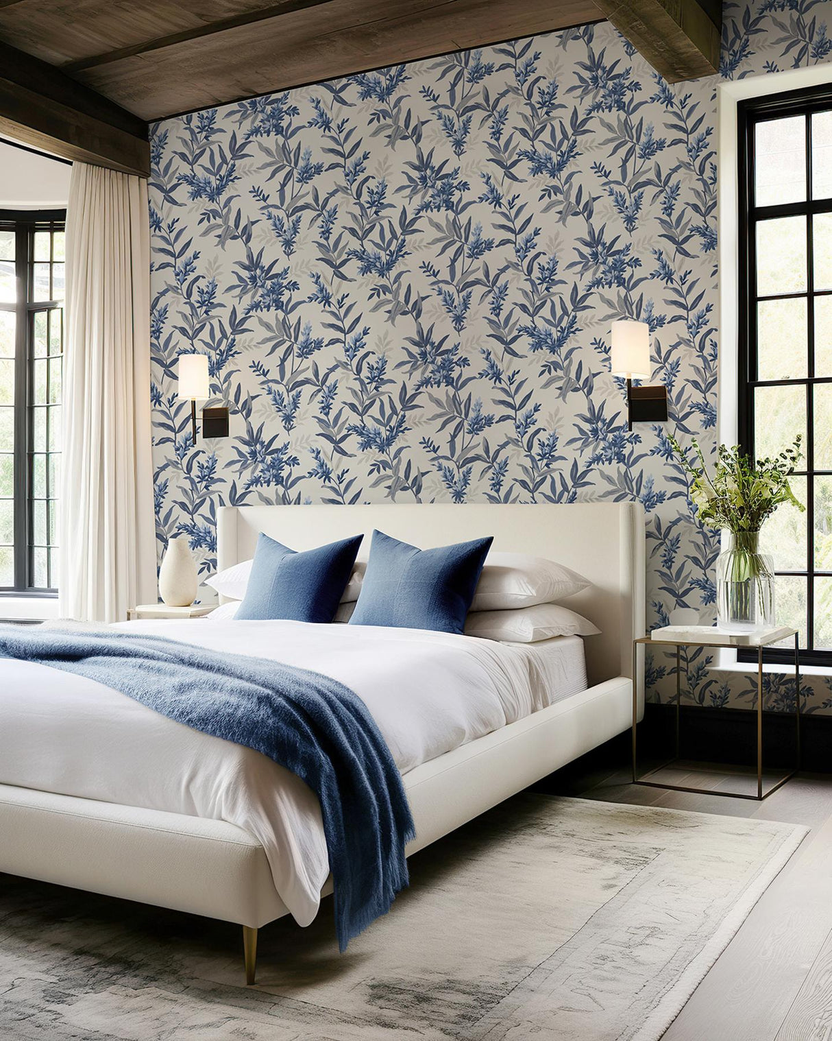 York Olivia Blue Floral Wallpaper