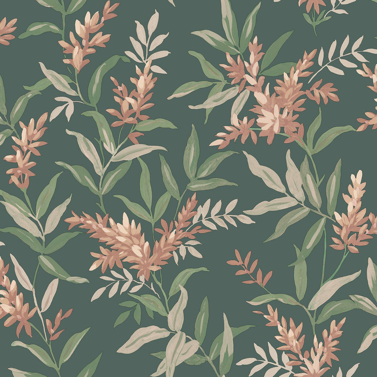 York Olivia Dark Green Floral Wallpaper