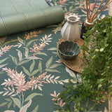 York Olivia Dark Green Floral Wallpaper
