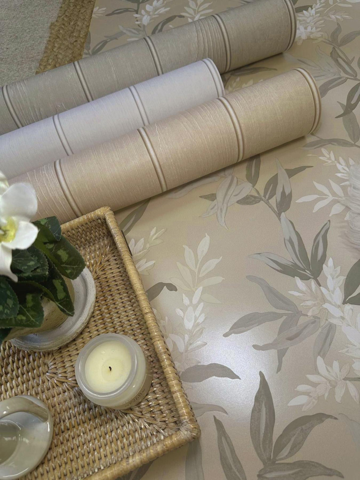 York Olivia Beige Floral Wallpaper