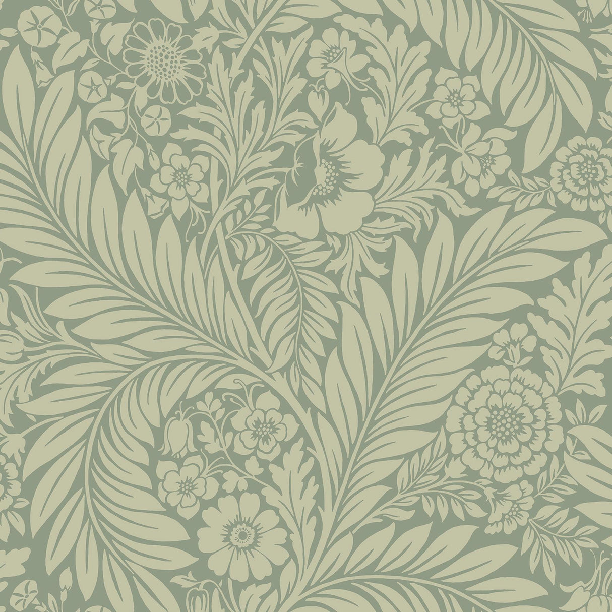 York Florence Green Leaf Wallpaper