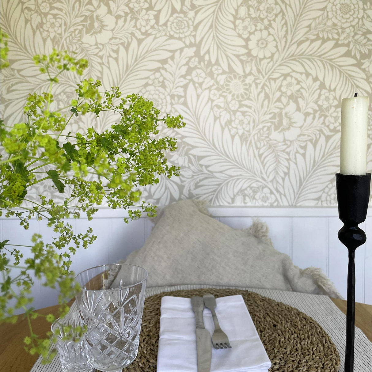 York Florence Neutral Leaf Wallpaper