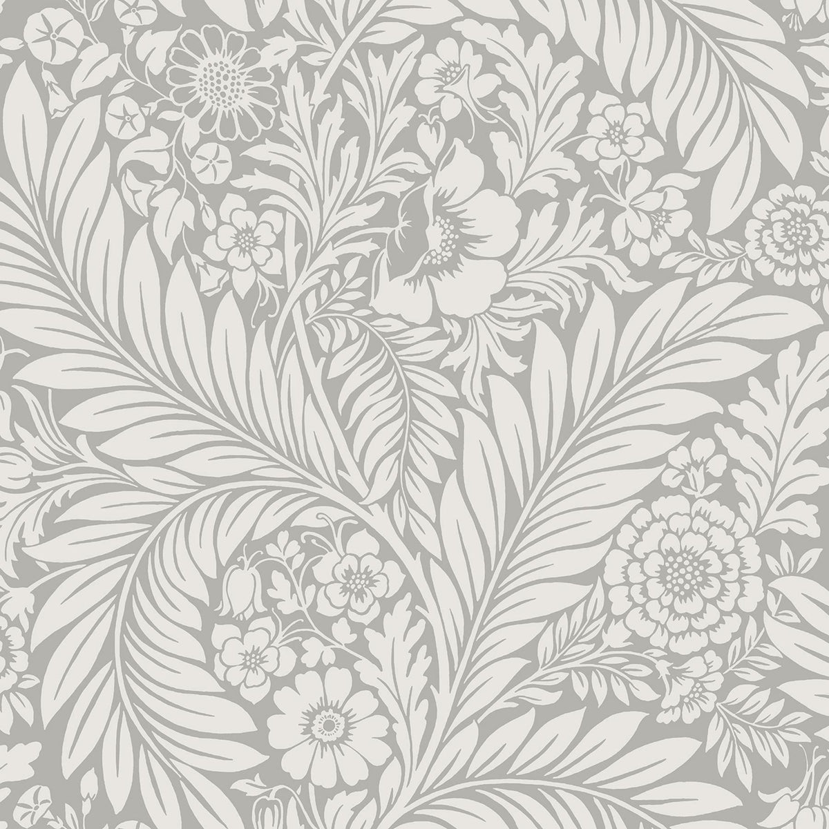 York Florence Grey Leaf Wallpaper