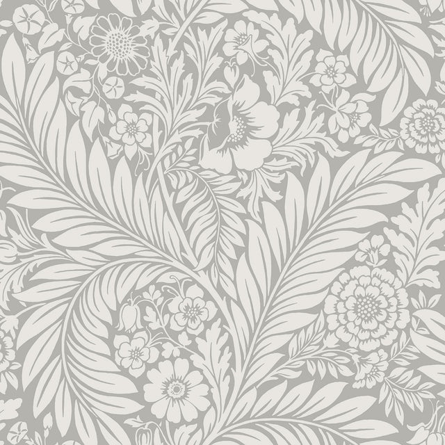 York Florence Grey Leaf Wallpaper