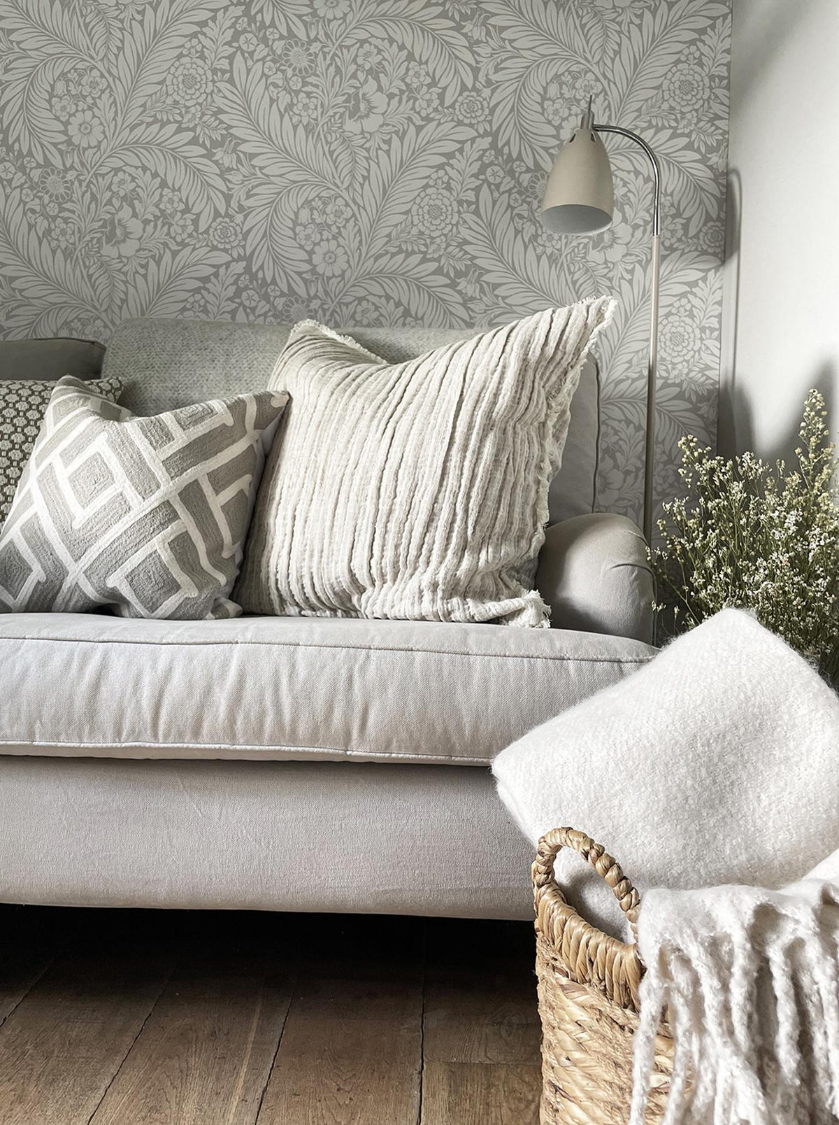 York Florence Grey Leaf Wallpaper