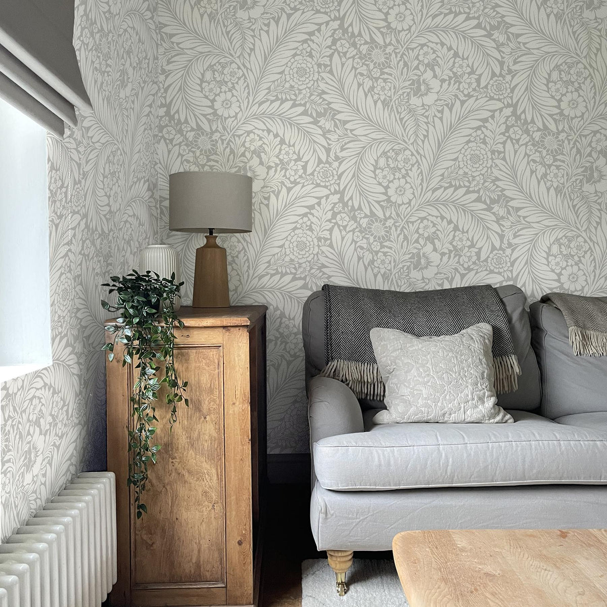York Florence Grey Leaf Wallpaper