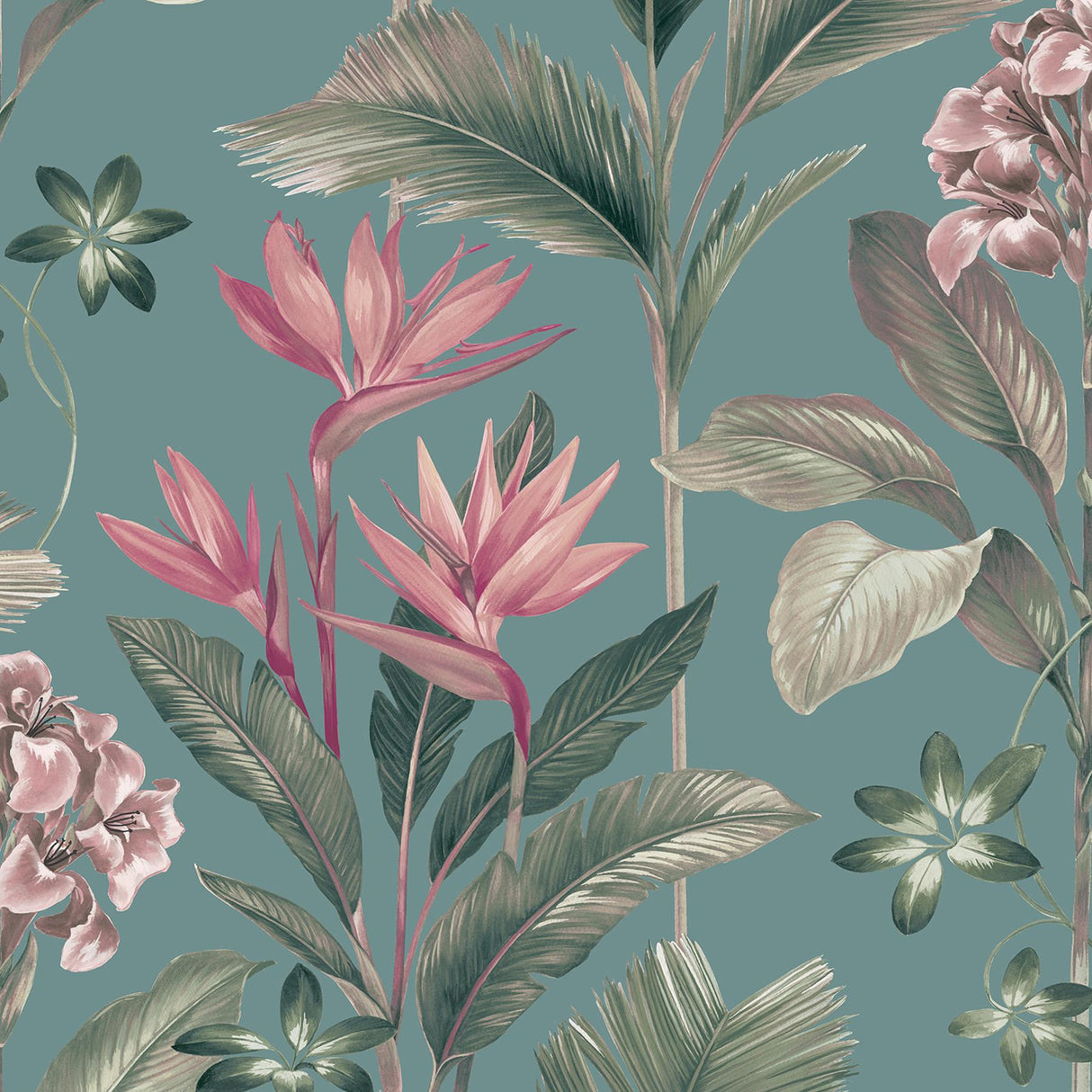 York Oliana Teal Floral Wallpaper