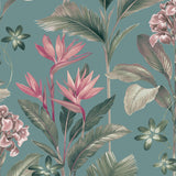 York Oliana Teal Floral Wallpaper