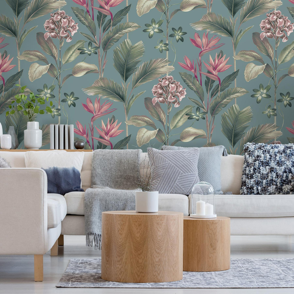 York Oliana Teal Floral Wallpaper
