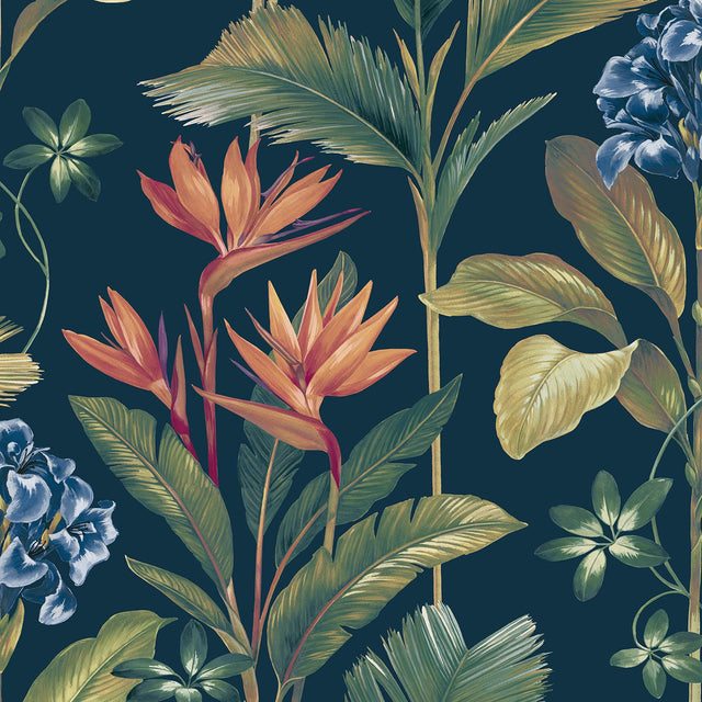 York Oliana Navy Floral Wallpaper