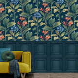 York Oliana Navy Floral Wallpaper