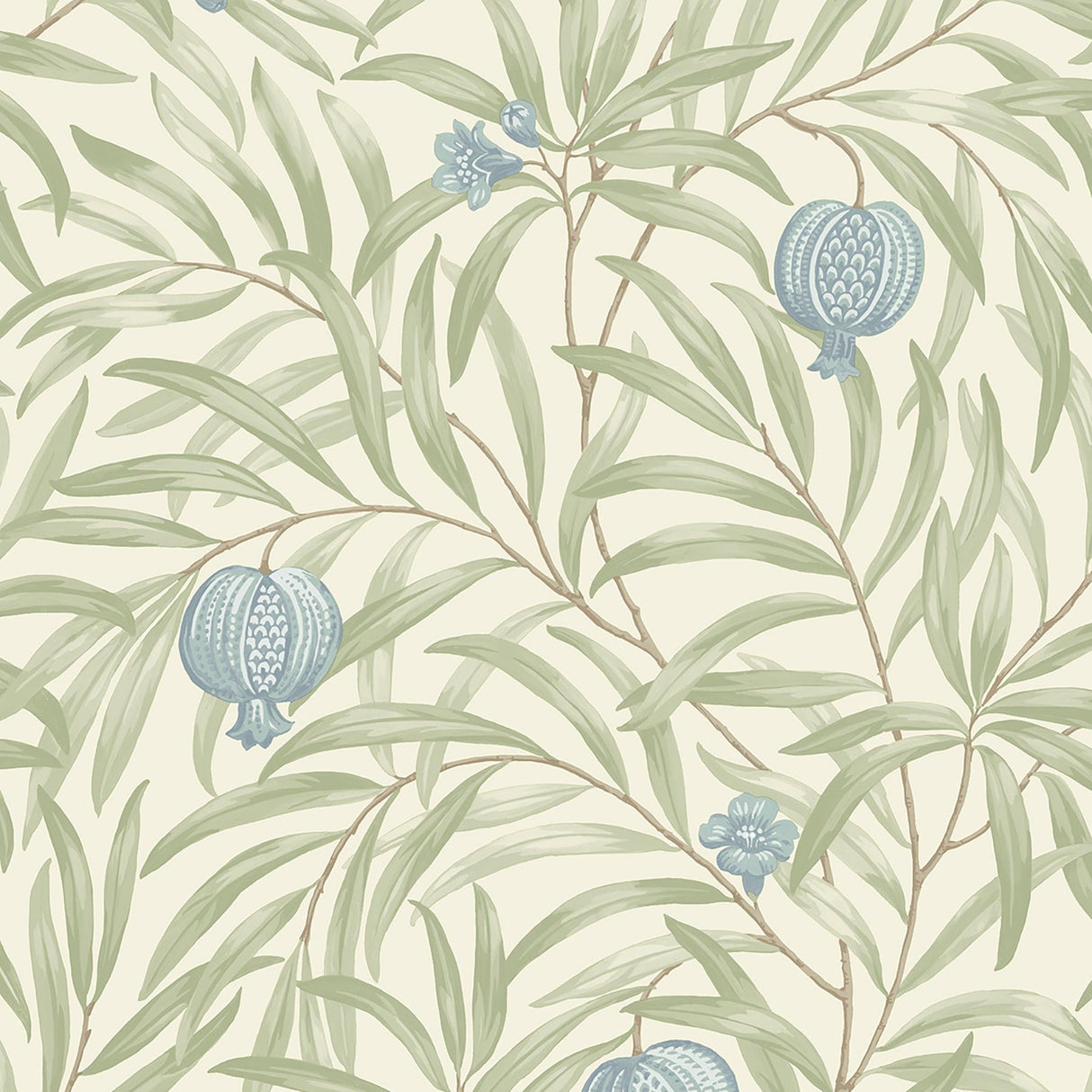 York Elena Blue Pomegranate Wallpaper
