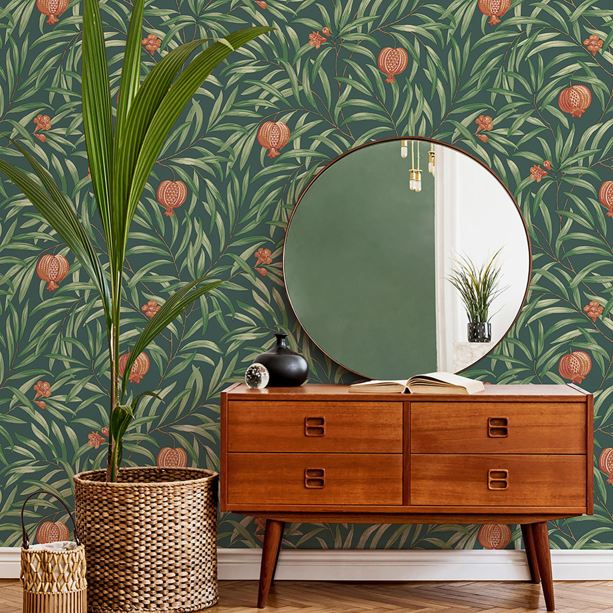 York Elena Green Pomegranate Wallpaper