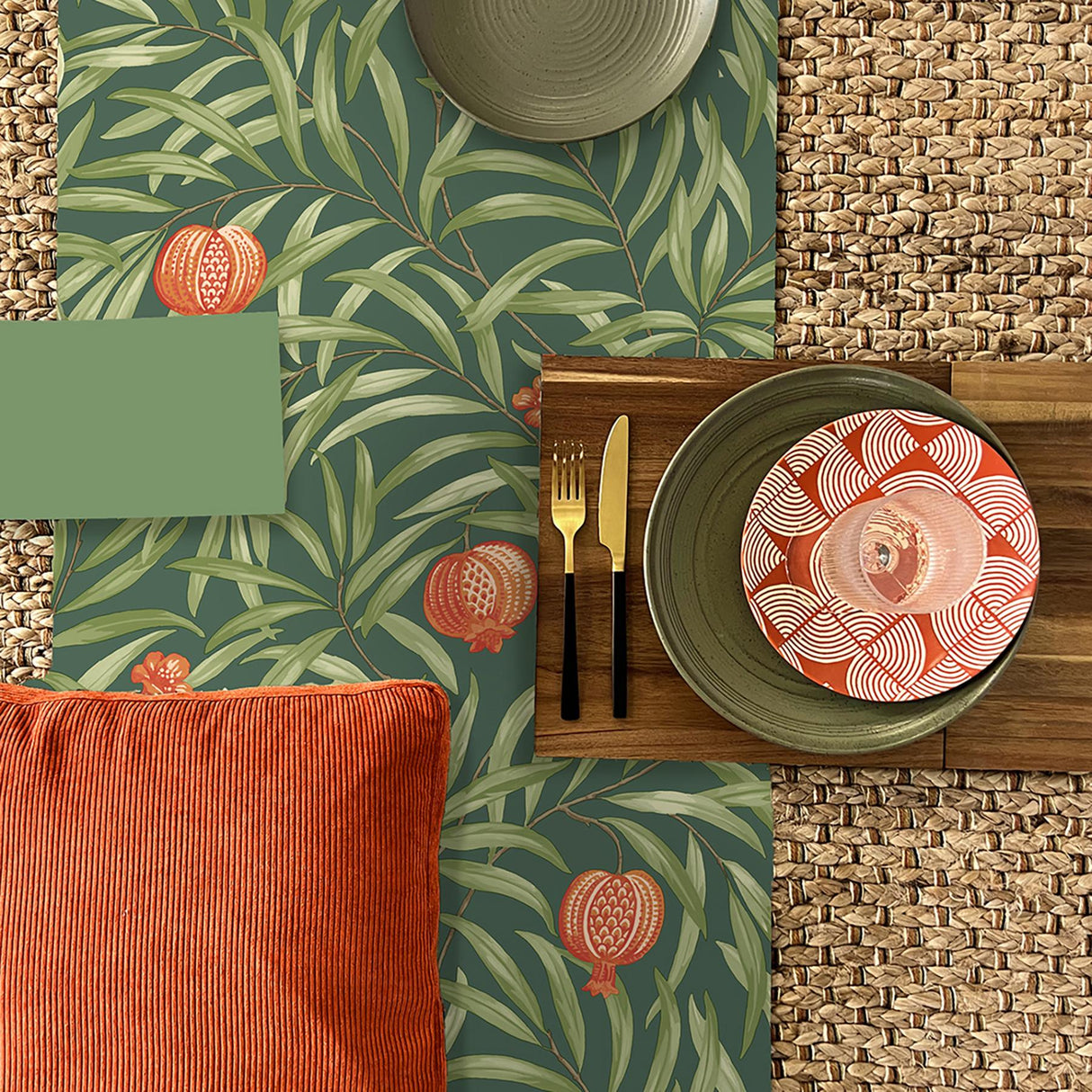 York Elena Green Pomegranate Wallpaper