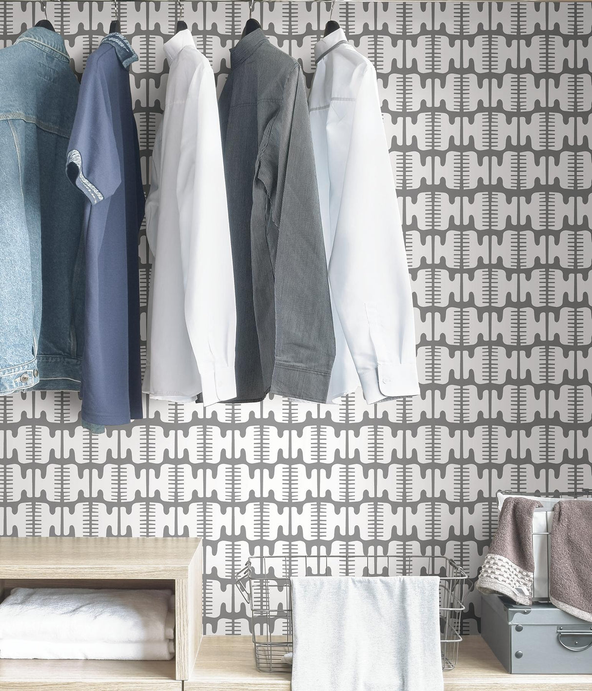 York Grey Shift Peel & Stick Wallpaper